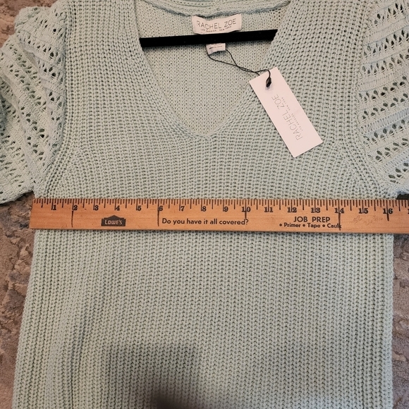 NWT Rachel Zoe Mint Knit Sweater Size Medium Green Blue Cotton Blend - Picture 16 of 16